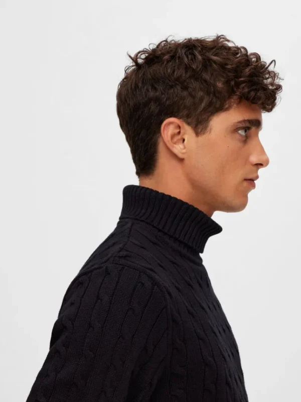 Strik>SELECTED KABELSTRIK PULLOVER Black