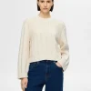 Strik>SELECTED KABELSTRIK STRIKTRØJE Beige