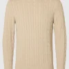Strik>SELECTED KABELSTRIK STRIKTRØJE Beige