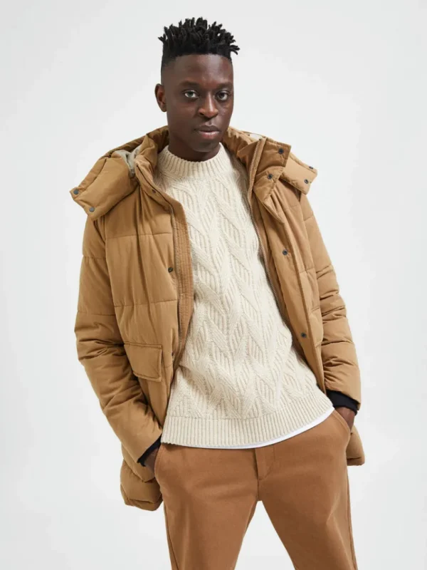 Strik>SELECTED KABELSTRIK STRIKTRØJE Beige