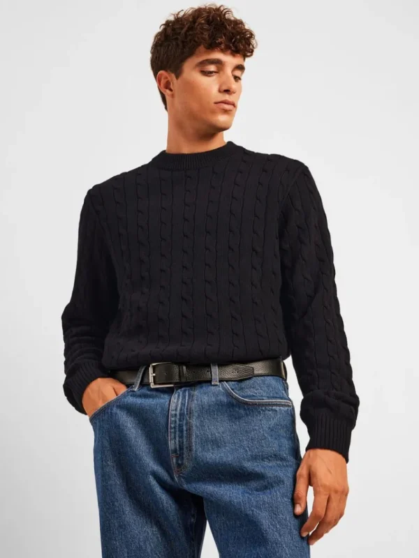 Strik>SELECTED KABELSTRIK STRIKTRØJE Black