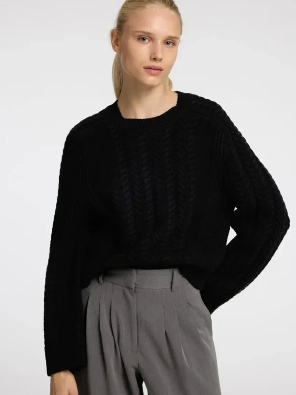 Strik>SELECTED KABELSTRIK STRIKTRØJE Black