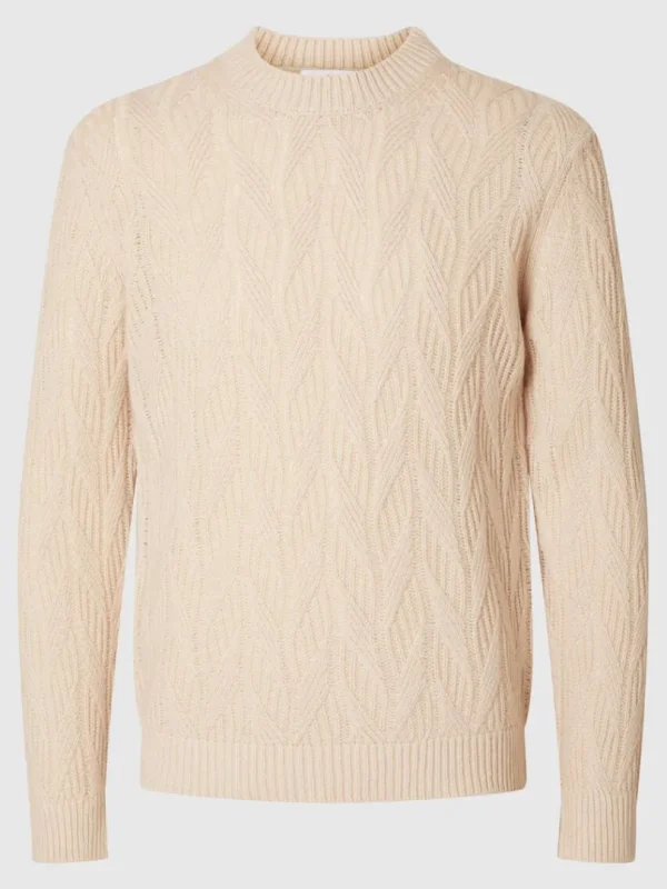 Strik>SELECTED KABELSTRIK STRIKTRØJE Beige
