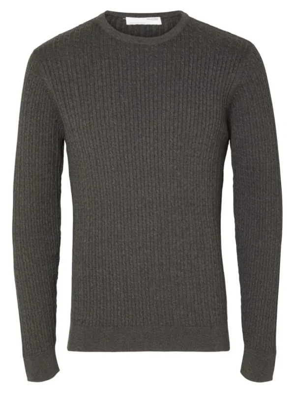 Strik>SELECTED KABELSTRIK STRIKTRØJE Grey