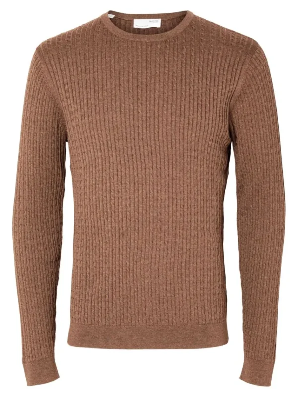 Strik>SELECTED KABELSTRIK STRIKTRØJE Brown