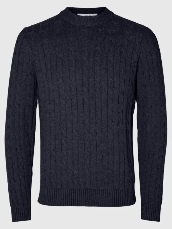 Strik>SELECTED KABELSTRIK STRIKTRØJE Blue