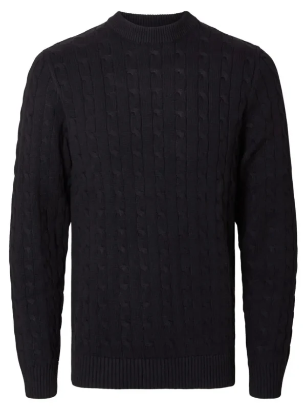 Strik>SELECTED KABELSTRIK STRIKTRØJE Black