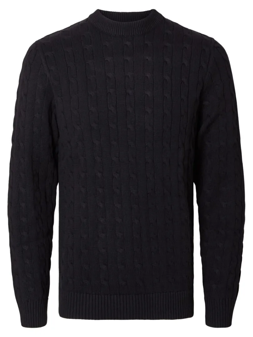 kabelstrik_striktrje_4-9.webp Strik>SELECTED KABELSTRIK STRIKTRØJE Black