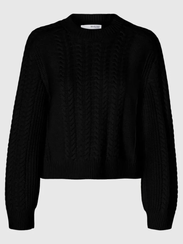 Strik>SELECTED KABELSTRIK STRIKTRØJE Black
