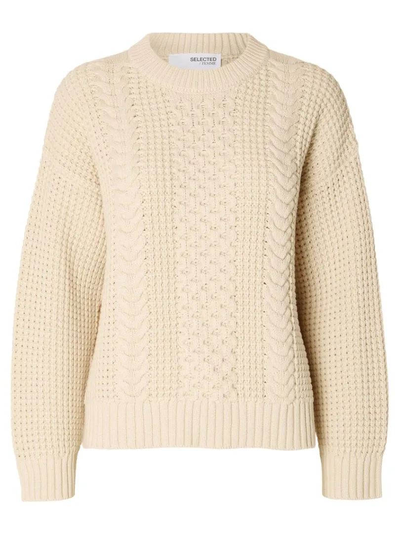 kabelstrik_striktrje_5-2.webp Strik>SELECTED KABELSTRIK STRIKTRØJE Beige