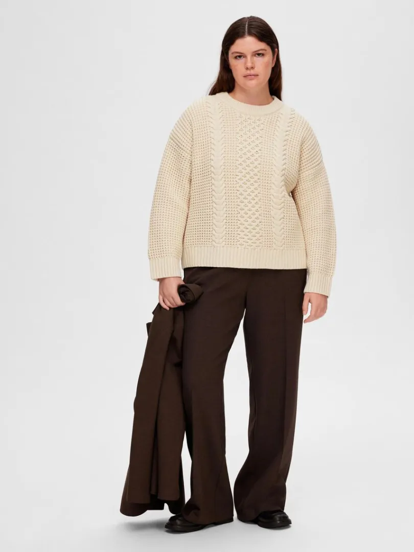 kabelstrik_striktrje_7.webp Strik>SELECTED KABELSTRIK STRIKTRØJE Beige