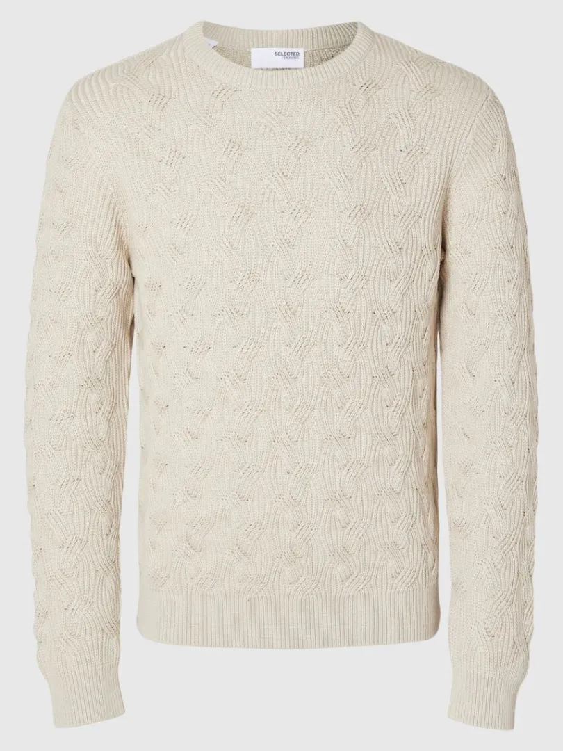 kabelstrik_sweater_med_ru_4-1.webp Strik>SELECTED KABELSTRIK SWEATER MED RUND HALS Beige