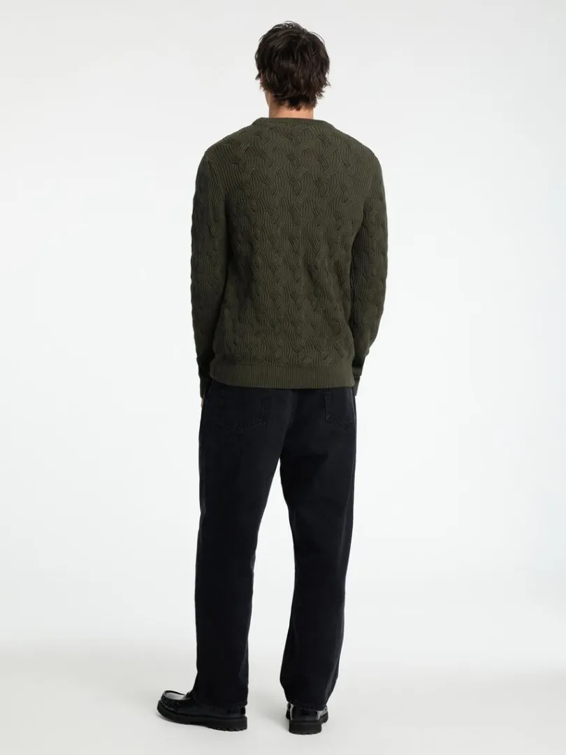 kabelstrik_sweater_med_ru_5-2.webp Strik>SELECTED KABELSTRIK SWEATER MED RUND HALS Green