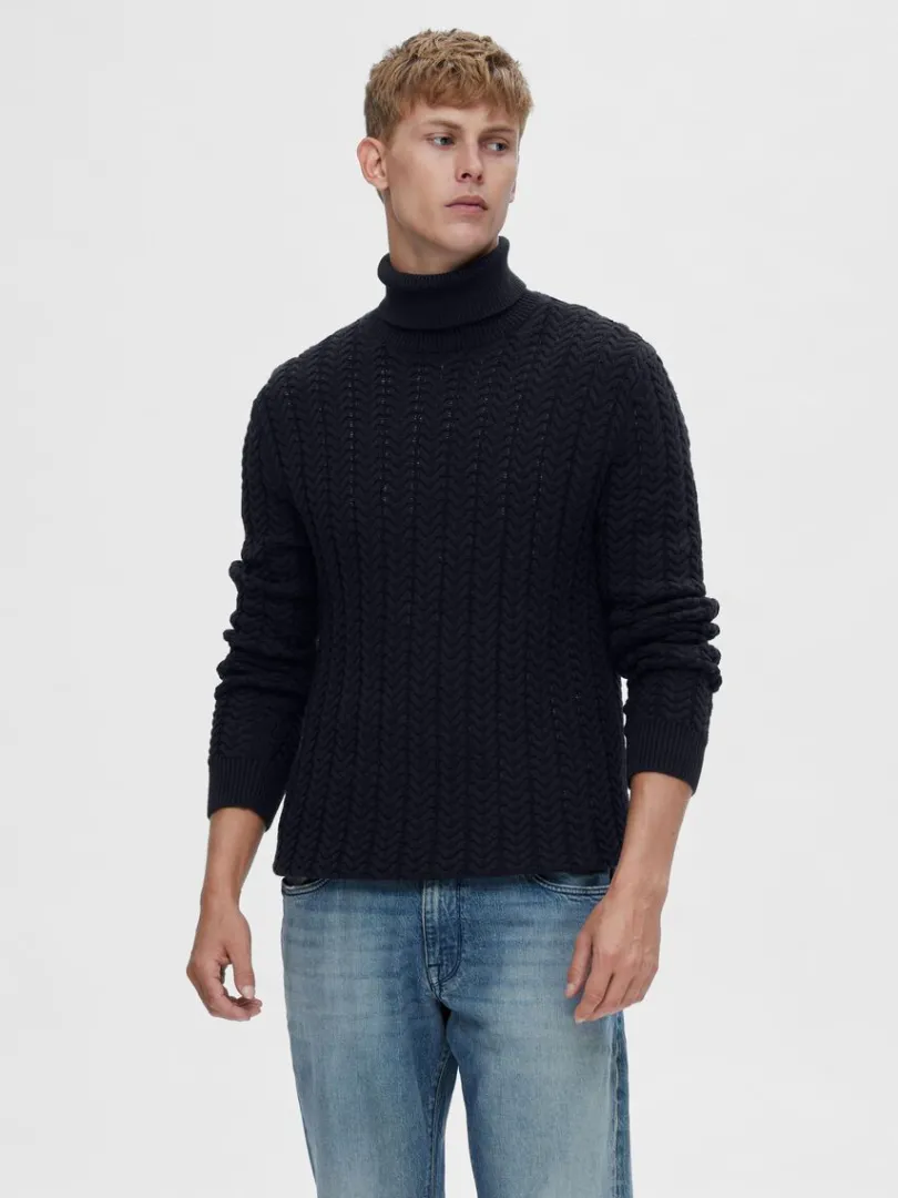 kabelstrikket_rullekrave__0.webp Strik>SELECTED KABELSTRIKKET RULLEKRAVE PULLOVER Blue