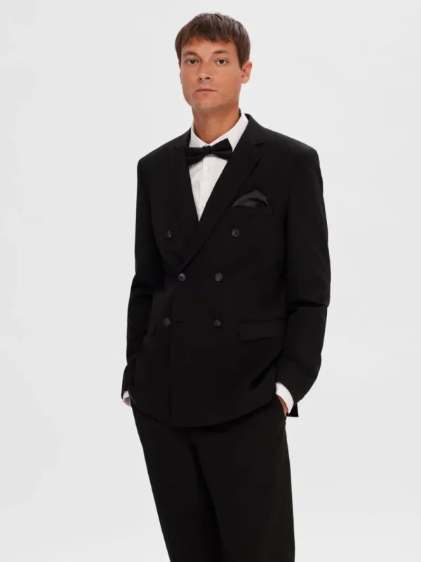 Jakkesæt & Blazers>SELECTED KLASSISK DOBBELTRADET BLAZER Black