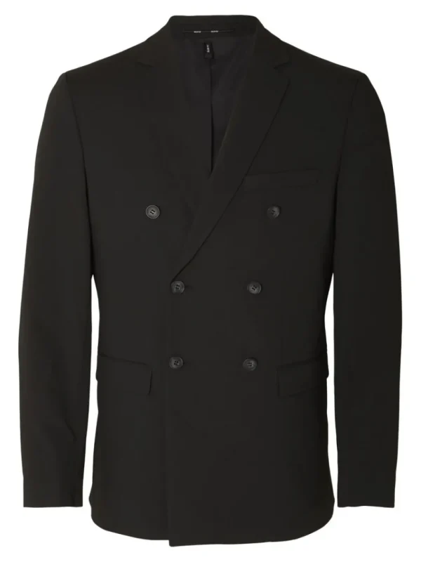Jakkesæt & Blazers>SELECTED KLASSISK DOBBELTRADET BLAZER Black