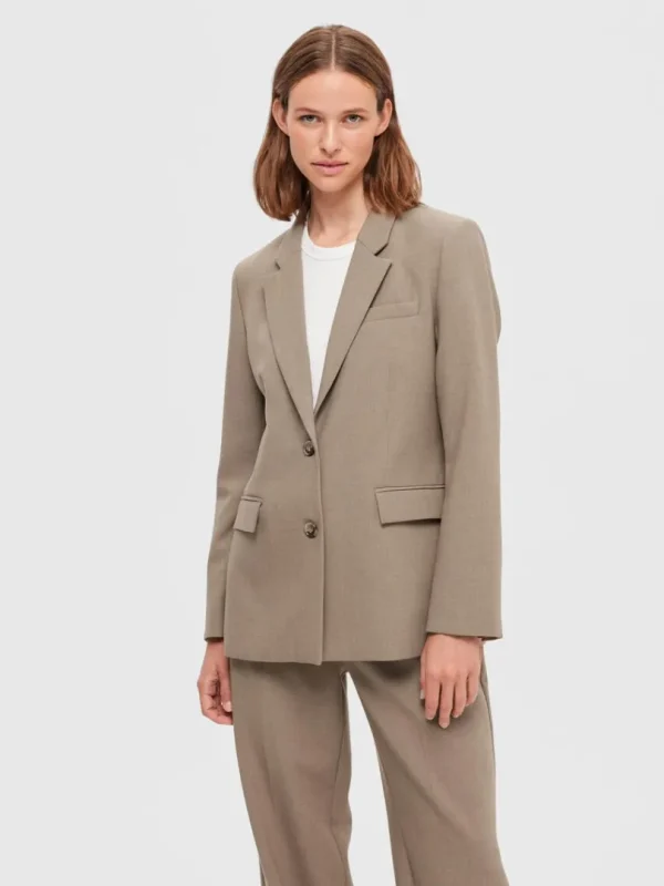 Jakkesæt & Blazers>SELECTED KLASSISK ENKELTRADET BLAZER Brown