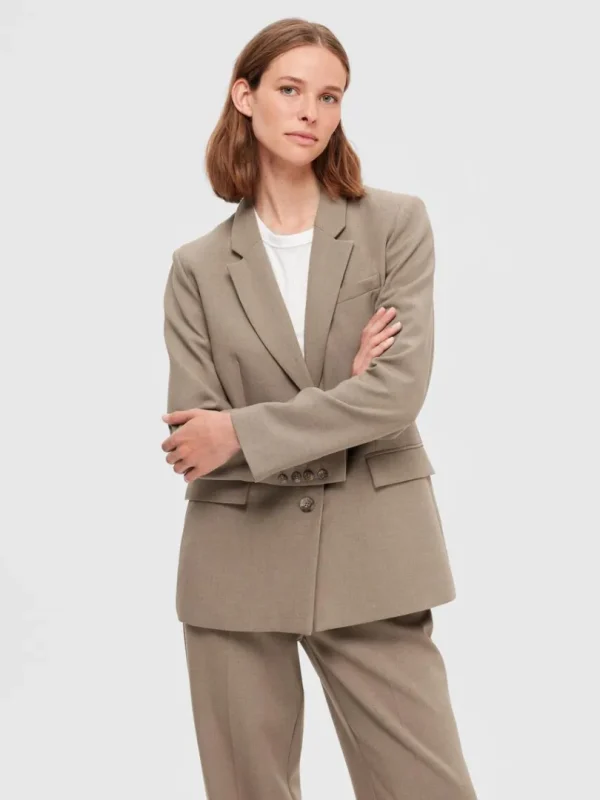 Jakkesæt & Blazers>SELECTED KLASSISK ENKELTRADET BLAZER Brown