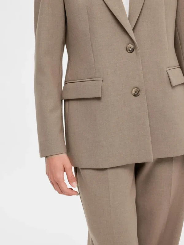 Jakkesæt & Blazers>SELECTED KLASSISK ENKELTRADET BLAZER Brown