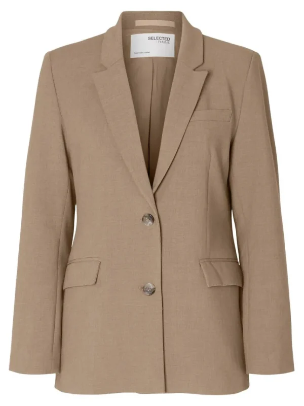 Jakkesæt & Blazers>SELECTED KLASSISK ENKELTRADET BLAZER Brown