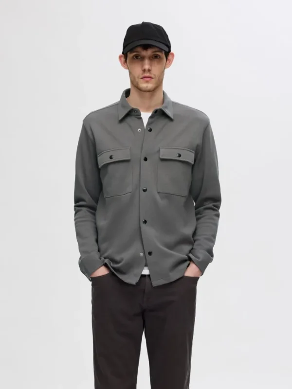 Overtøj | Skjorter>SELECTED KLASSISK OVERSHIRT Grey