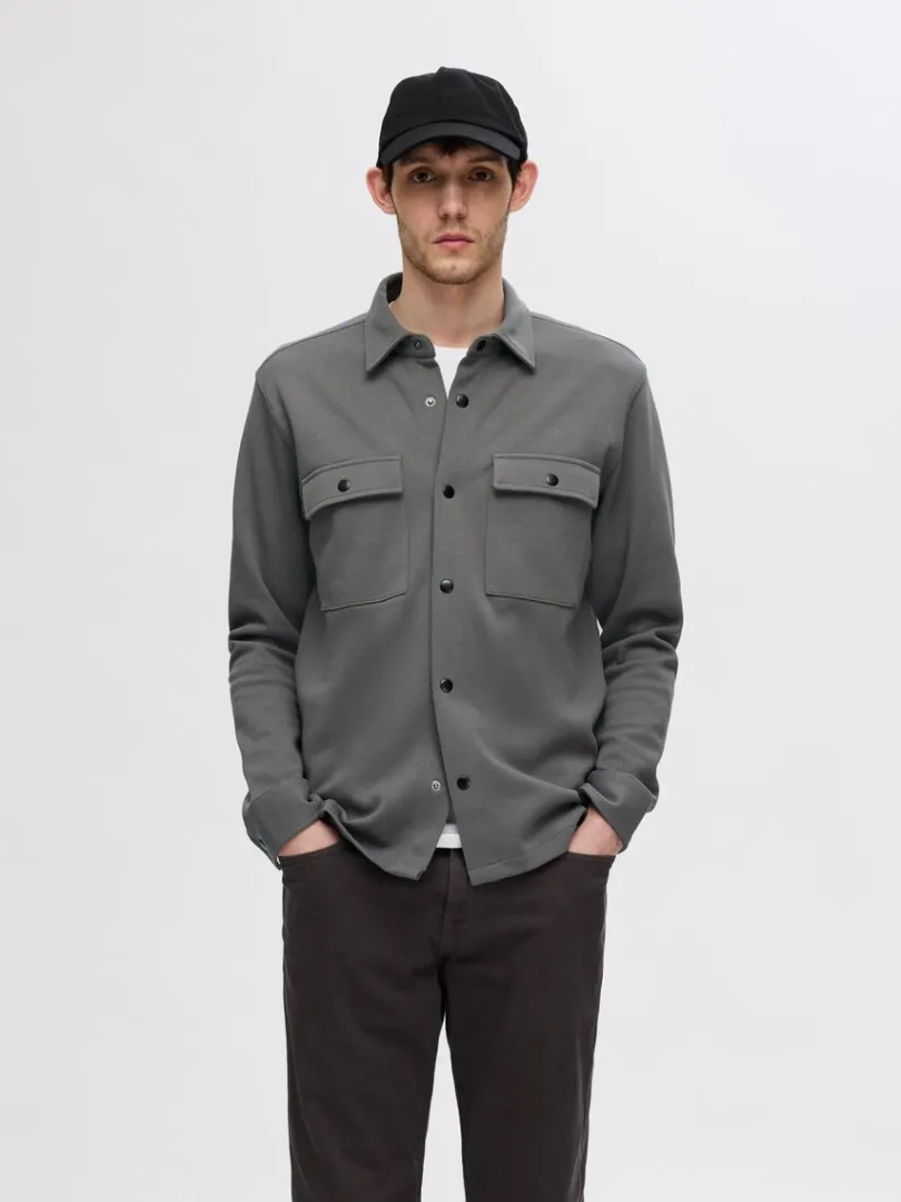 klassisk_overshirt_0-1.webp Overtøj | Skjorter>SELECTED KLASSISK OVERSHIRT Grey