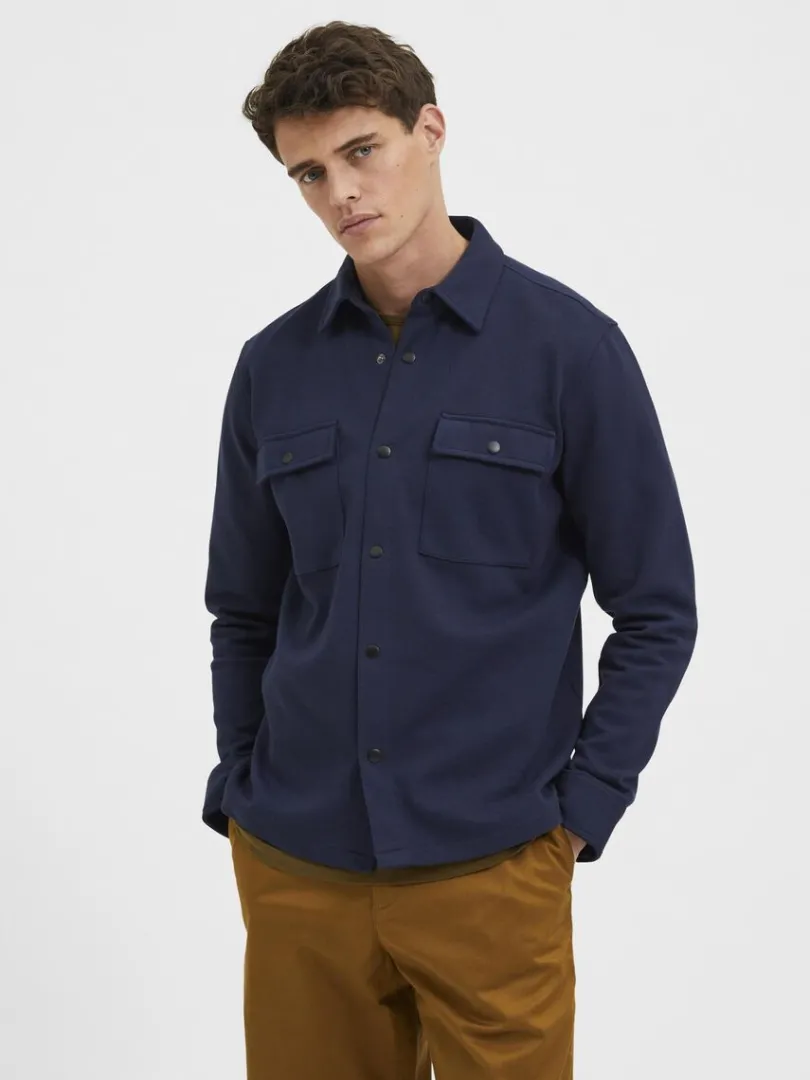 klassisk_overshirt_0-3.webp Overtøj | Skjorter>SELECTED KLASSISK OVERSHIRT Blue