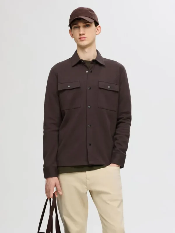 Hættetrøjer & Sweatshirts | Overtøj>SELECTED KLASSISK OVERSHIRT Brown