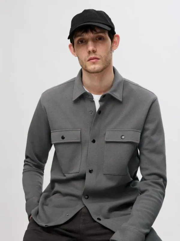 Overtøj | Skjorter>SELECTED KLASSISK OVERSHIRT Grey
