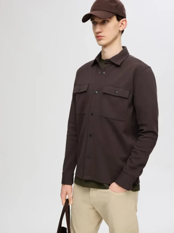 Hættetrøjer & Sweatshirts | Overtøj>SELECTED KLASSISK OVERSHIRT Brown