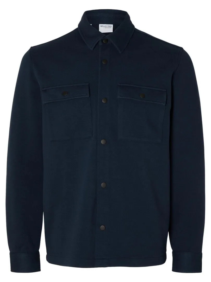 klassisk_overshirt_4-3.webp Overtøj | Skjorter>SELECTED KLASSISK OVERSHIRT Blue