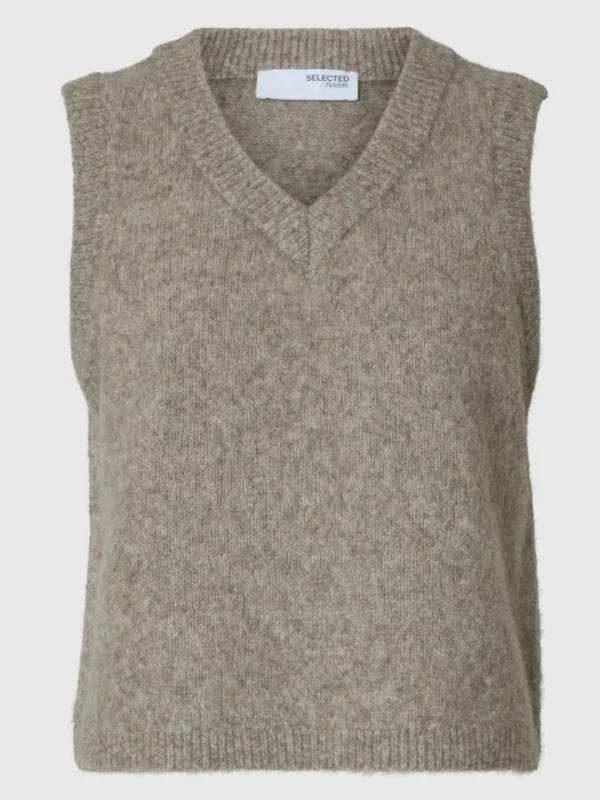Toppe Og Bluser | Overtøj>SELECTED KLASSISK STRIK VEST Brown