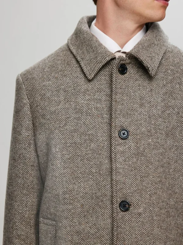 Overtøj>SELECTED KLASSISK ULDFRAKKE Brown