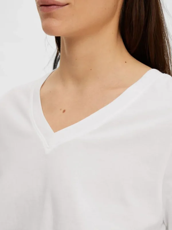 T-shirts>SELECTED KLASSISK V-HALS T-SHIRT White