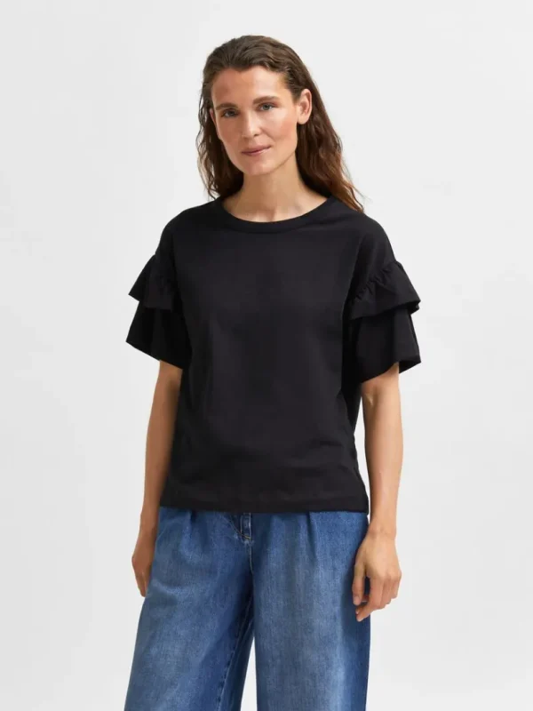 T-shirts>SELECTED ØKOLOGISK BOMULD FLÆSE T-SHIRT Black