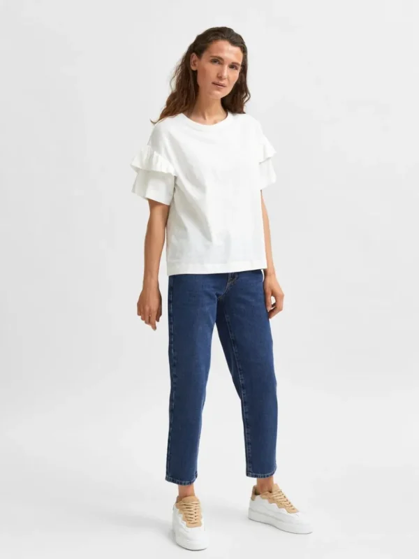 T-shirts>SELECTED ØKOLOGISK BOMULD FLÆSE T-SHIRT White