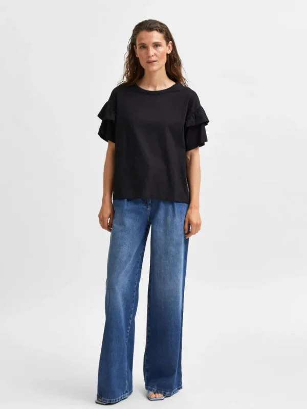 T-shirts>SELECTED ØKOLOGISK BOMULD FLÆSE T-SHIRT Black