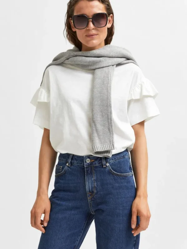 T-shirts>SELECTED ØKOLOGISK BOMULD FLÆSE T-SHIRT White