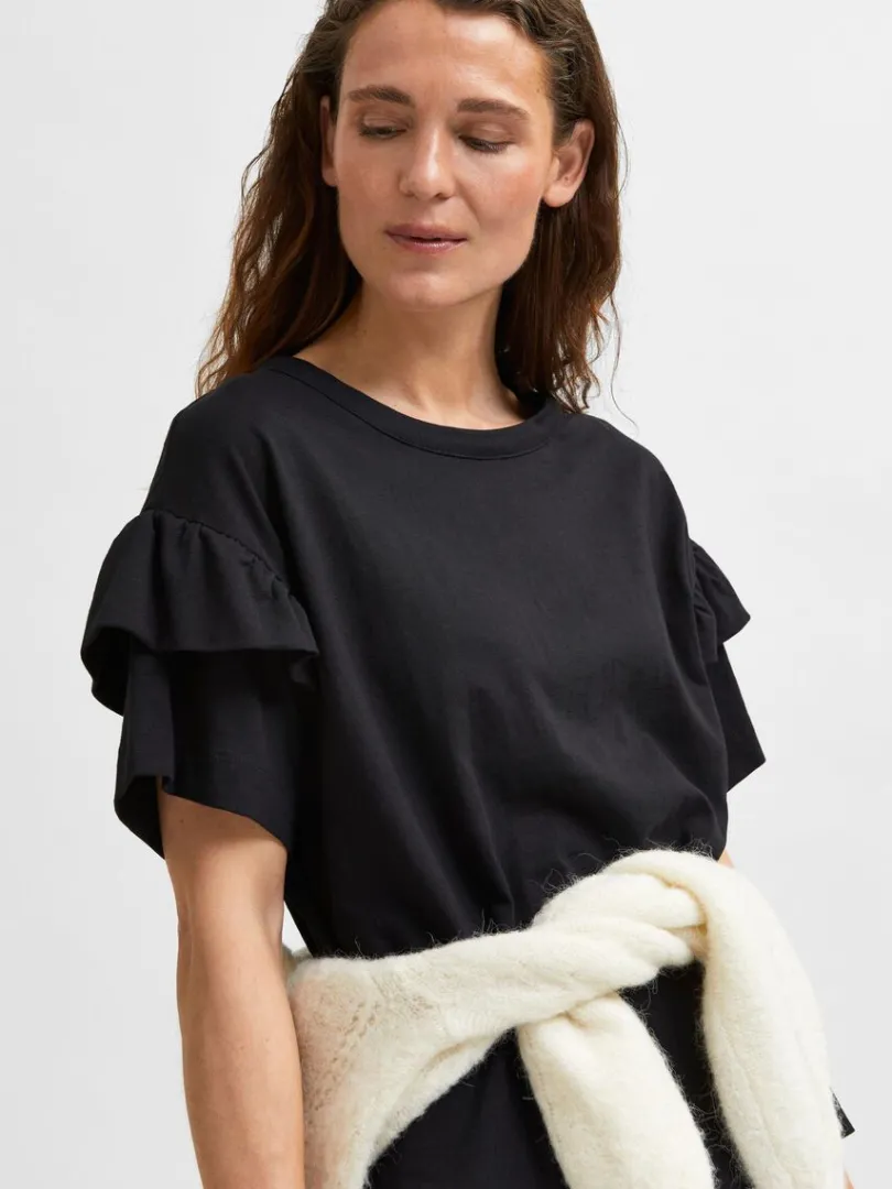 kologisk_bomuld_flse_tshi_2-2.webp T-shirts>SELECTED ØKOLOGISK BOMULD FLÆSE T-SHIRT Black