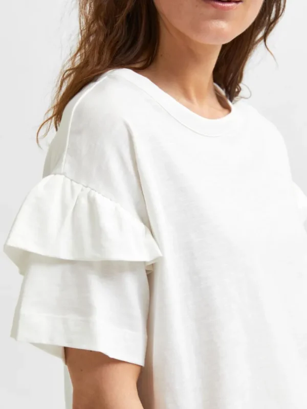 T-shirts>SELECTED ØKOLOGISK BOMULD FLÆSE T-SHIRT White