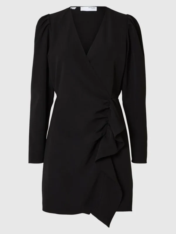 Kjoler>SELECTED KORT KJOLE MED FLÆSEDETALJE Black