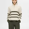 Strik>SELECTED KORT LYNLÅS PULLOVER Beige