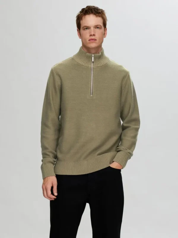 Strik>SELECTED KORT LYNLÅS PULLOVER Green