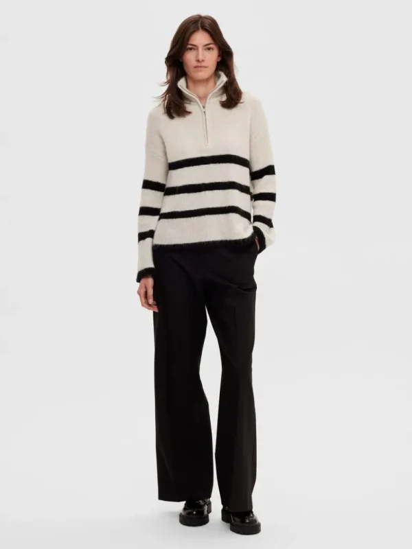 Strik>SELECTED KORT LYNLÅS PULLOVER Beige