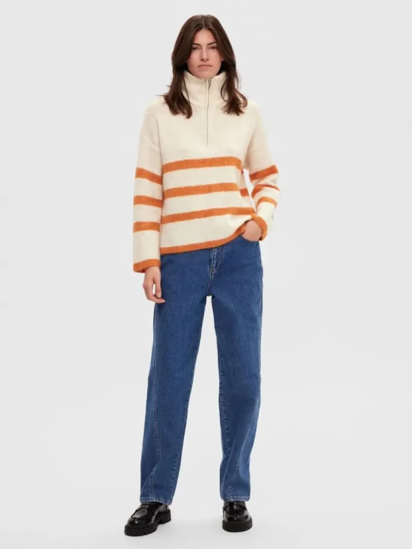 Strik>SELECTED KORT LYNLÅS PULLOVER Beige
