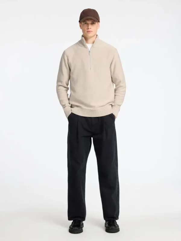 Strik>SELECTED KORT LYNLÅS PULLOVER Beige