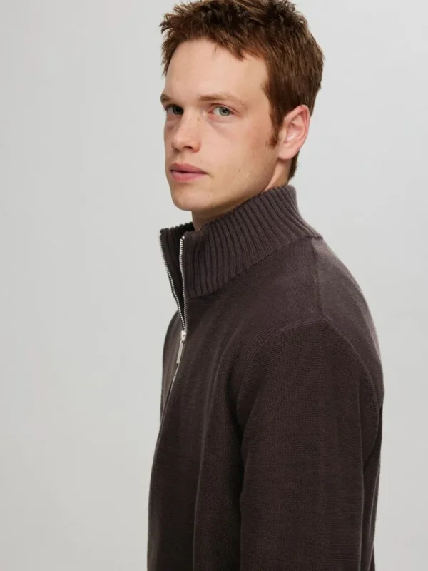 Strik>SELECTED KORT LYNLÅS PULLOVER Brown