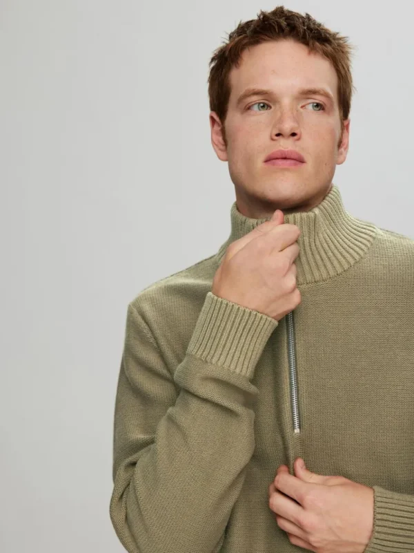Strik>SELECTED KORT LYNLÅS PULLOVER Green