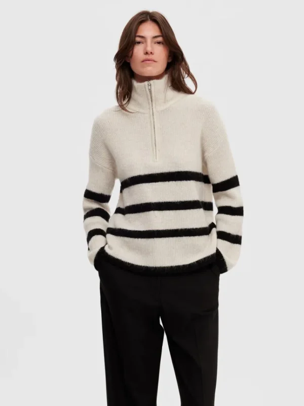 Strik>SELECTED KORT LYNLÅS PULLOVER Beige