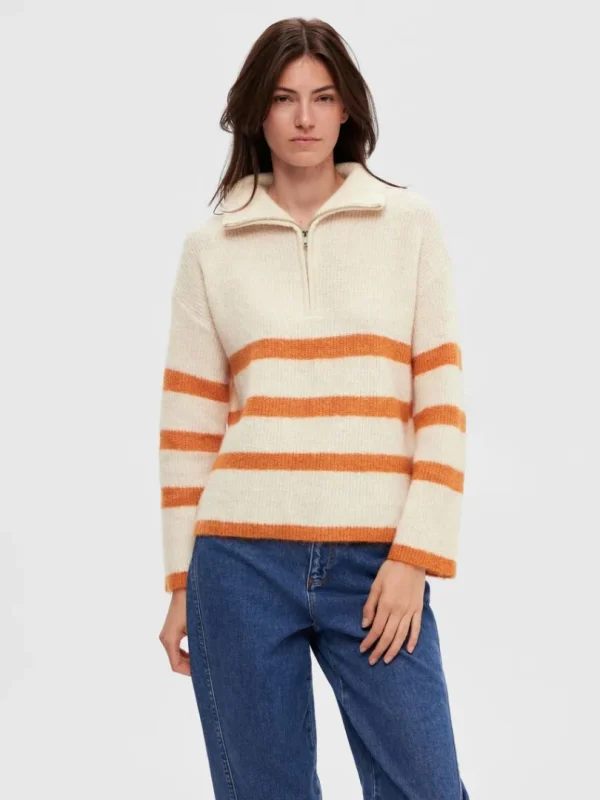 Strik>SELECTED KORT LYNLÅS PULLOVER Beige